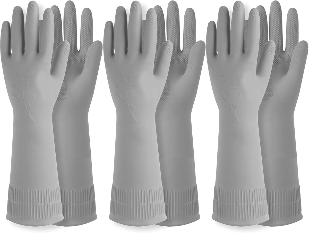 Mamison Rubber Dishwashing Gloves, Non-Slip Kitchen, Pink Medium, 2 Pairs