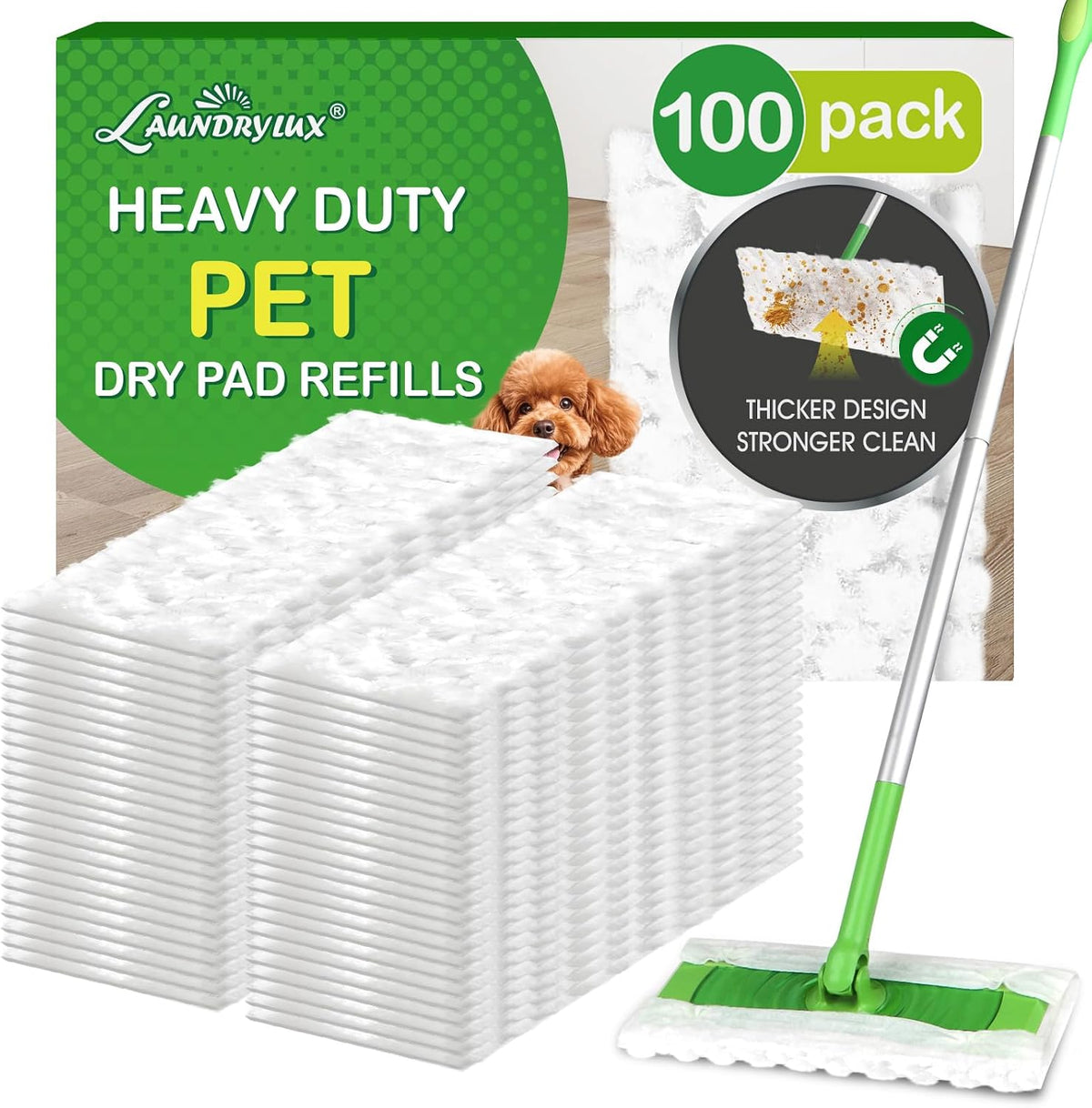 LAUNDRYLUX Heavy Duty Dry Sweeping Cloths Compatible with Swiffer Sweeper