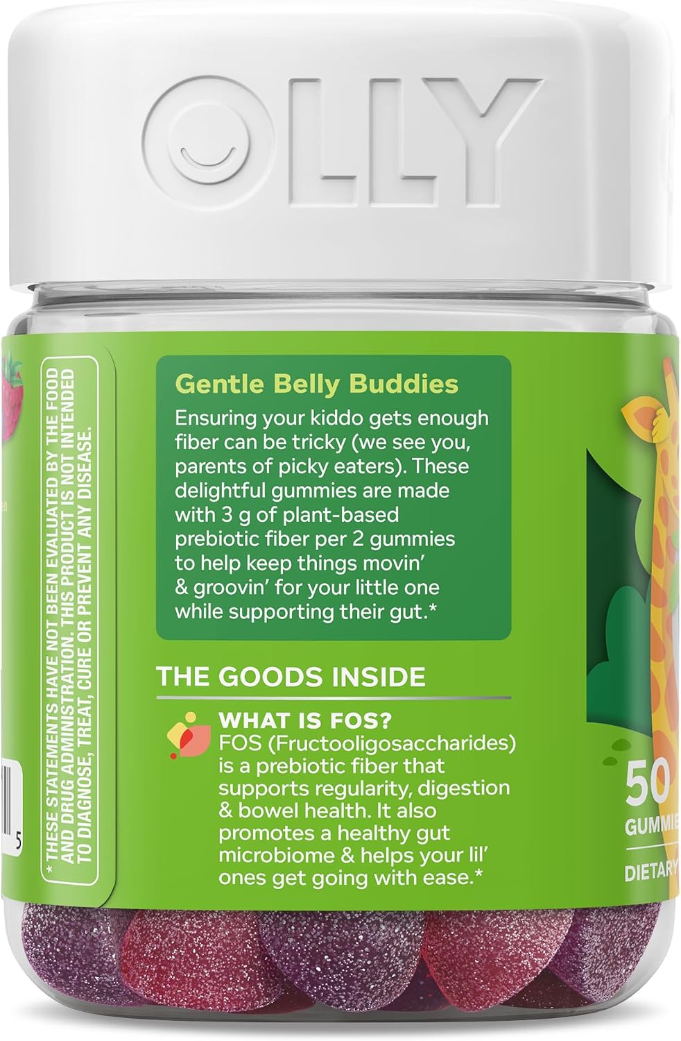 OLLY Kids Friendly Fiber Gummy, Digestion Support* Dietary Fiber - 50 Count