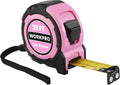 WORKPRO 25FT Pink Tape Measure, 1/8 Fractions Easy Read Measuring Tape