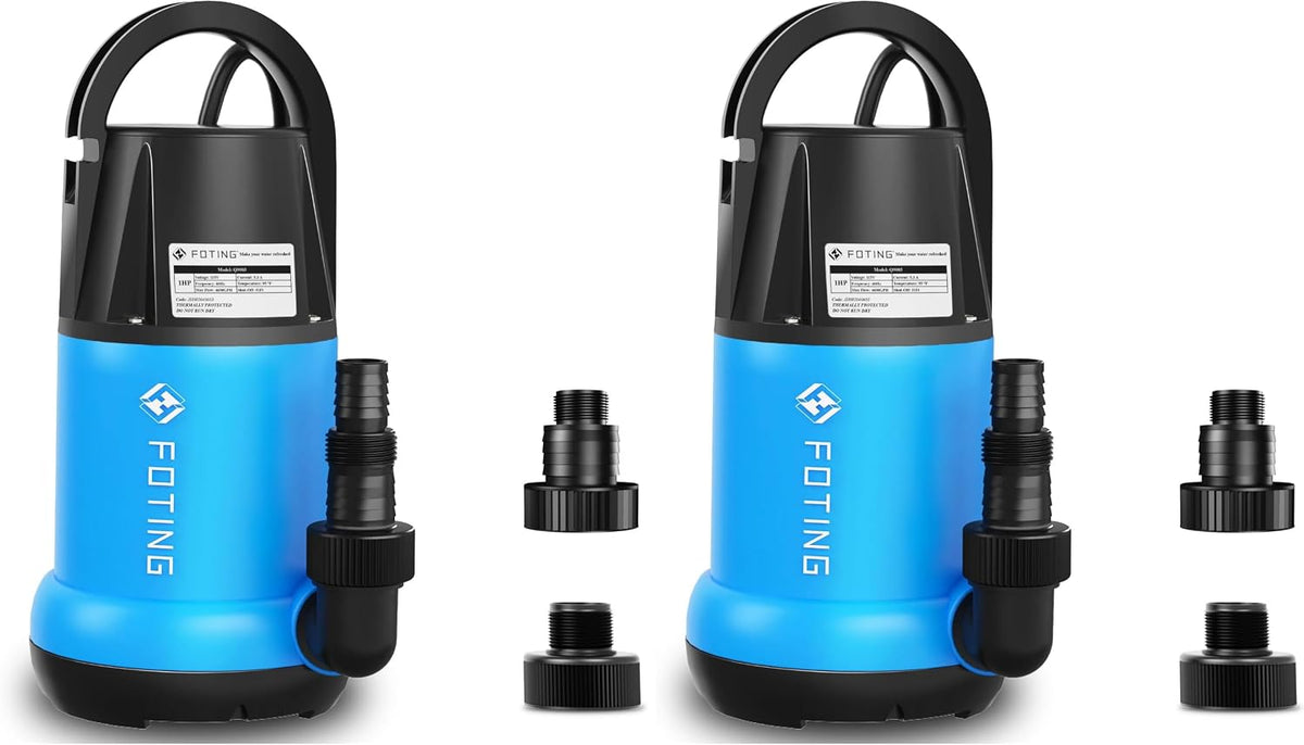 FOTING 1HP Sump Pump 4600GPH Clean/Dirty Submersible Water Pump