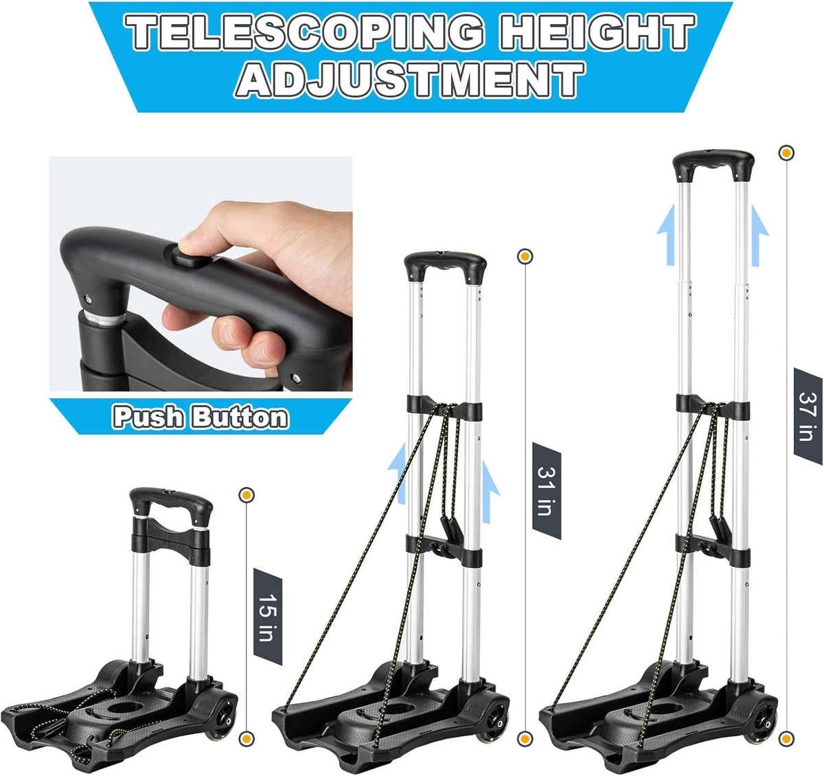 Vsaikeo Small Folding Hand Truck Dolly with 2 Wheels, Foldable Luggage Cart