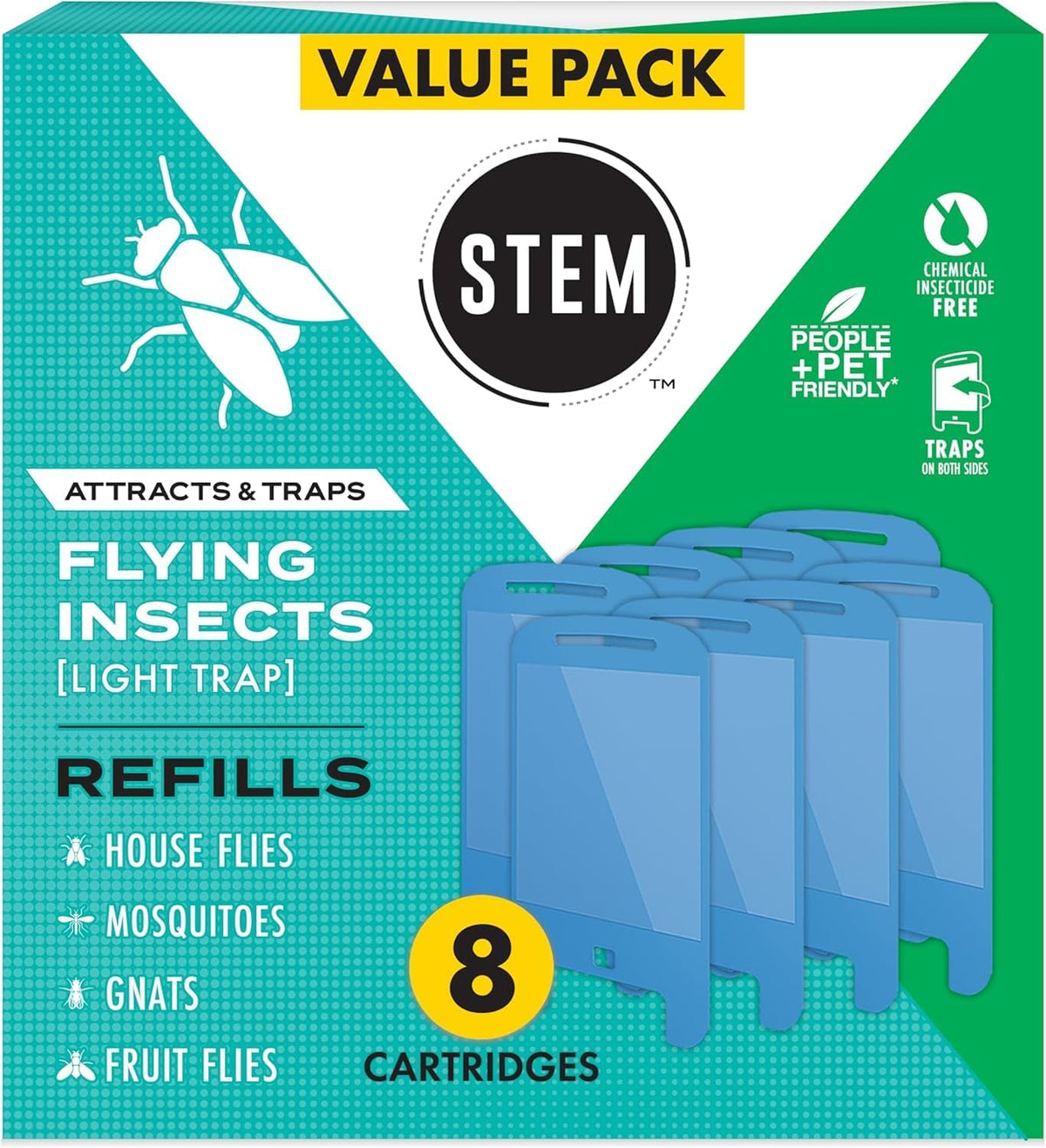 STEM Flying Insect Indoor Trap, UV Light Plug-In, 1 Device + 3 Cartridge