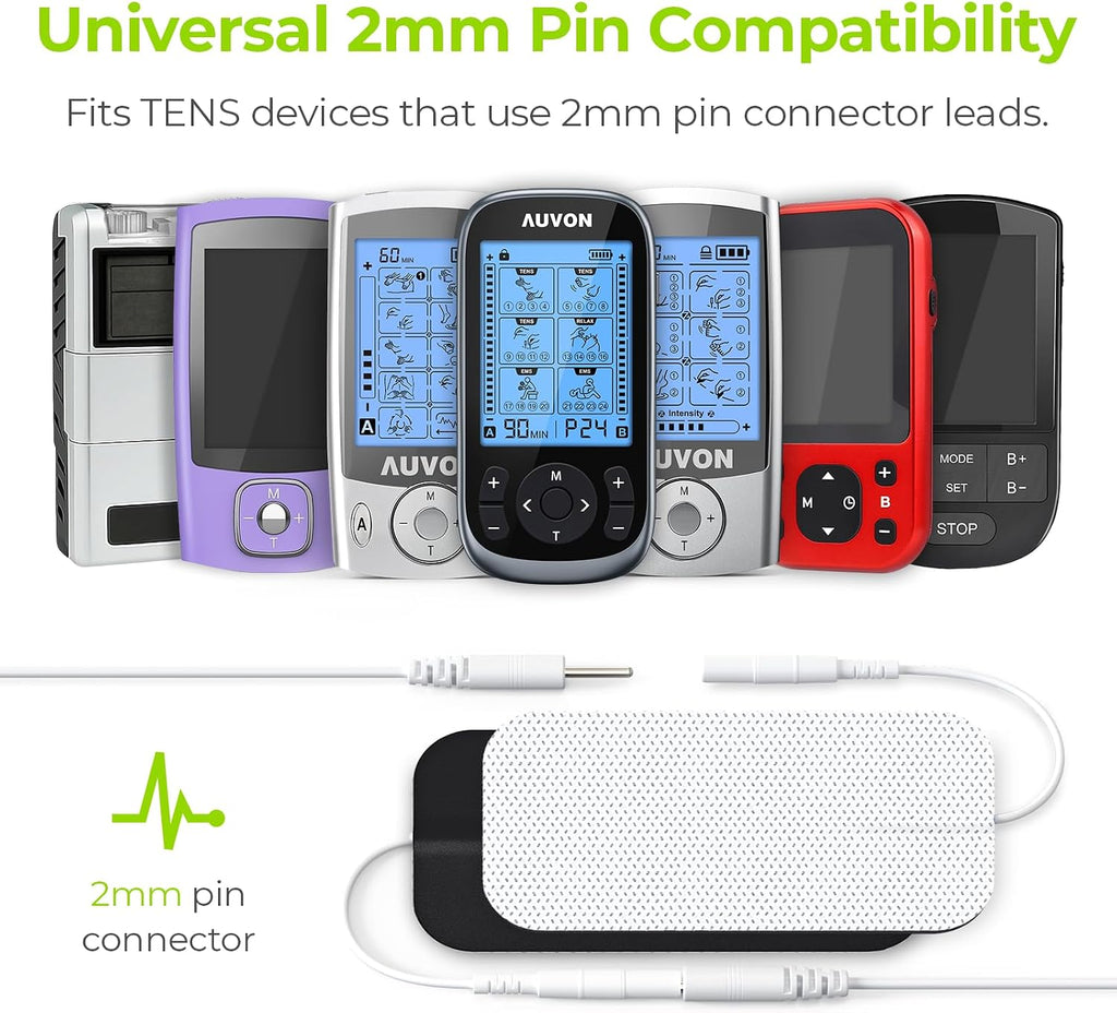 AUVON TENS Unit Electrode Pads 2"x4" 10 Pcs, Latex-Free, Reusable