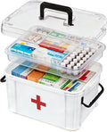 ANYPROLUS 15QT Clear Medicine Organizer Box with Handle, Plastic Medicine Container with Tray First Aid Box Empty, Thickened Medicine Storage Organizer Multipurpose Medication Organizer Storage