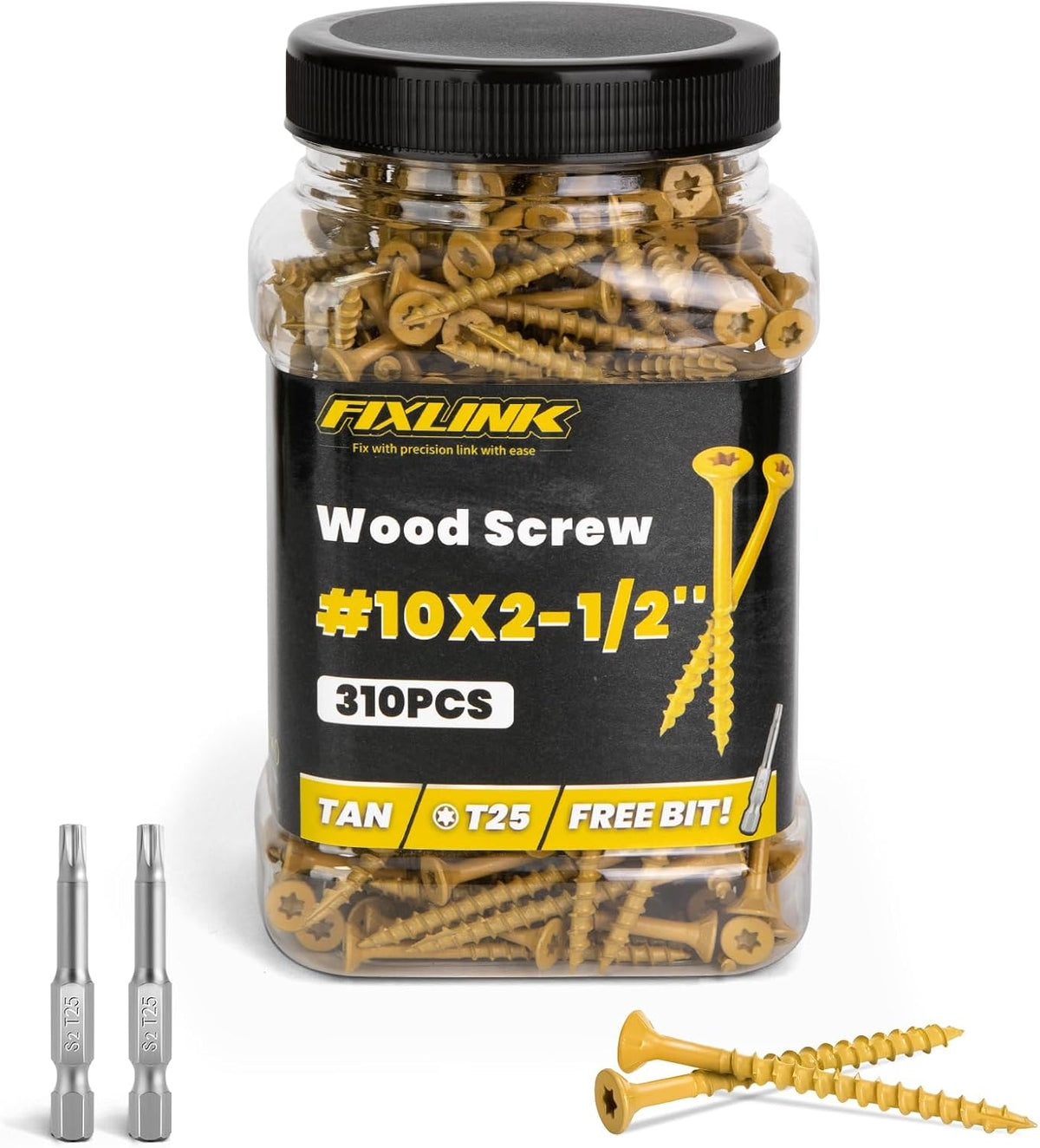 Deck Screws 3 Inch, 310PCS, FIXLINK #10 x 3 Wood Screws, Tan