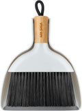 MR.SIGA Mini Dustpan and Brush Set, Bamboo Handle, White, 1 Set
