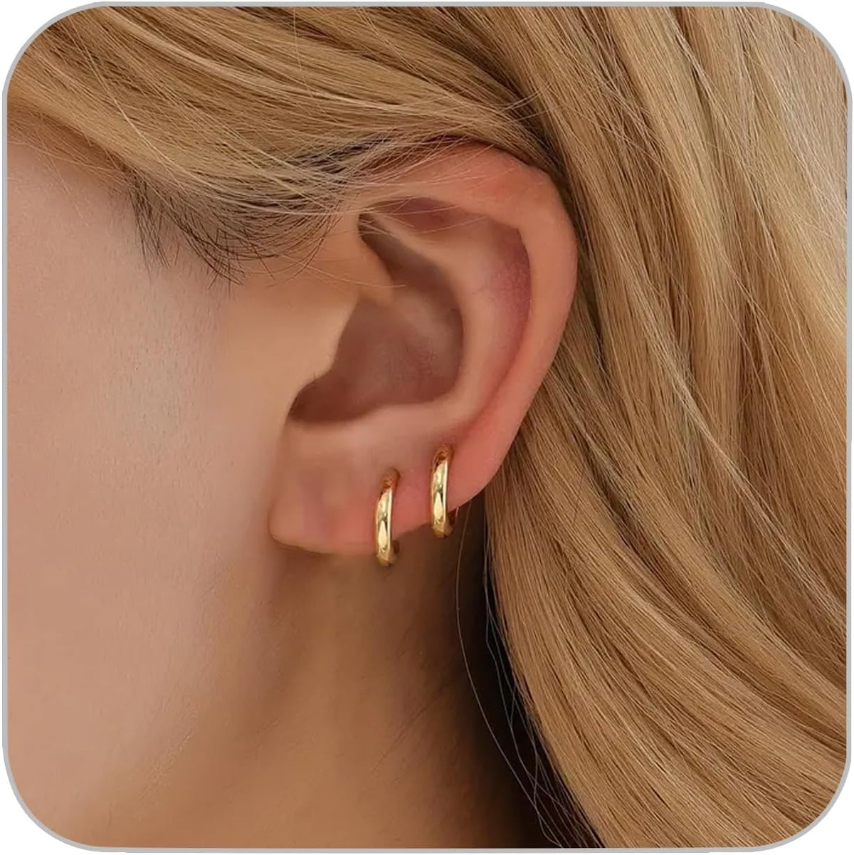 1 Pair 6mm Small Hoop Earrings for Women, Huggie Earrings (Silver/1.6mm)