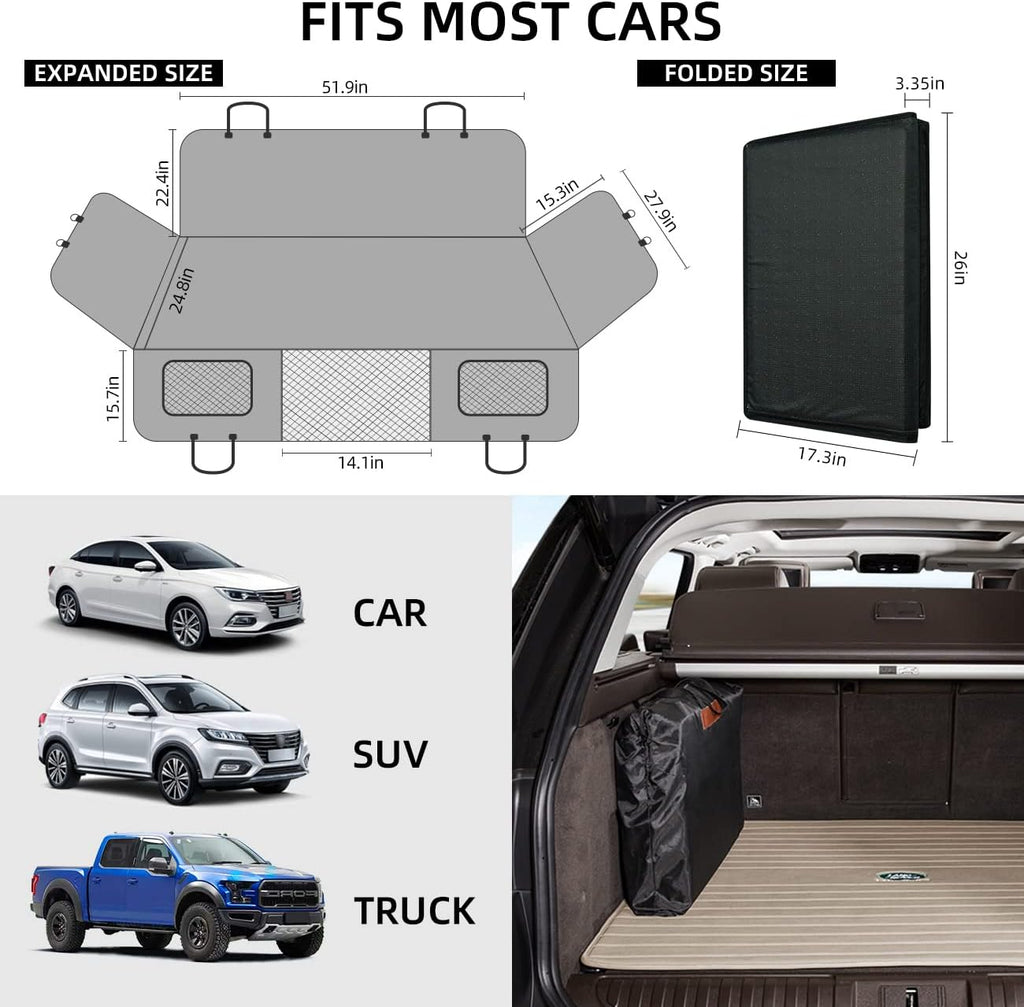 YJGF Hard Bottom Dog Car Seat Cover for Back Seat,Seat Extender for Dogs