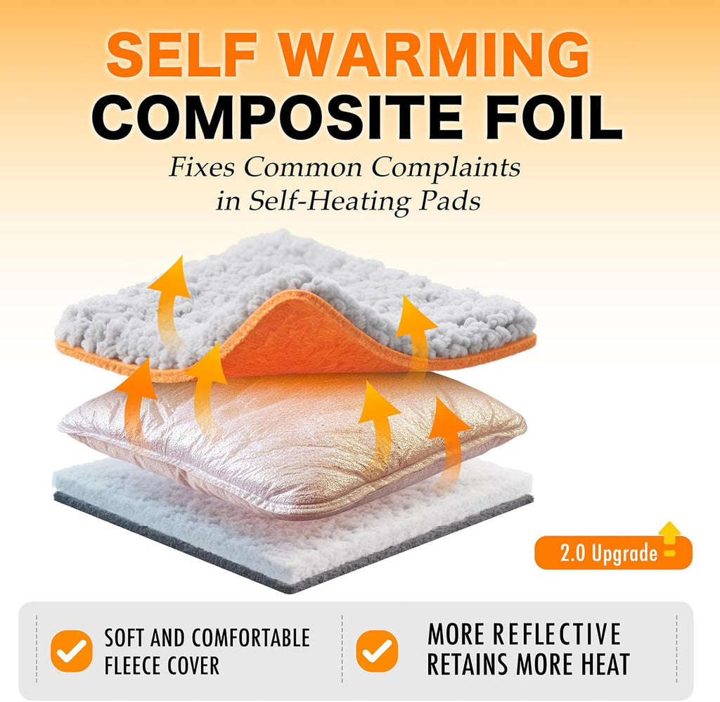 Self Warming Cat Bed, 2.0 Upgraded Thermal Mat for Indoor Cats, 15 x 19 In