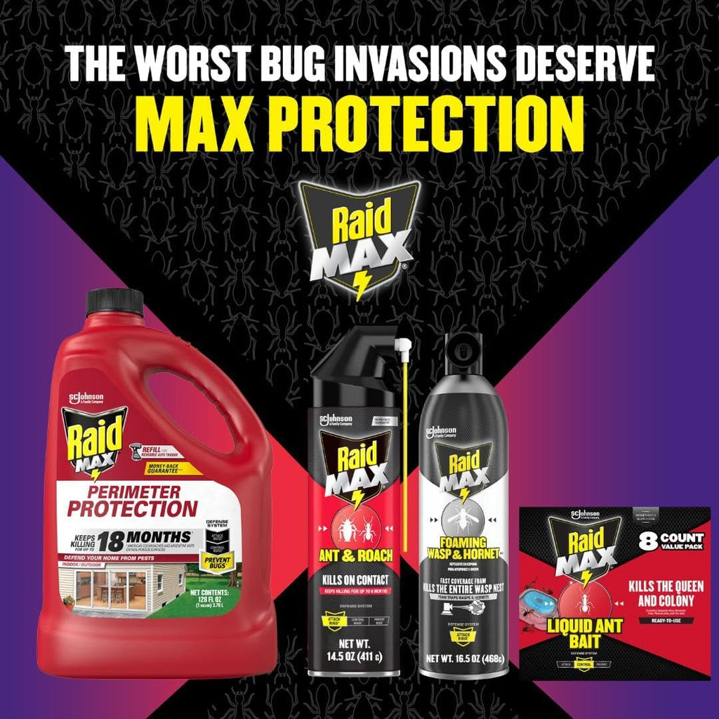 Raid MAX Perimeter Protection Multi Insect Killer Bug Spray, 1 Gal Refill