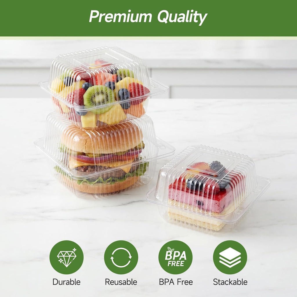 Dealusy 100 Pack Extra Heavy Duty Clear Slice Cake Carriers