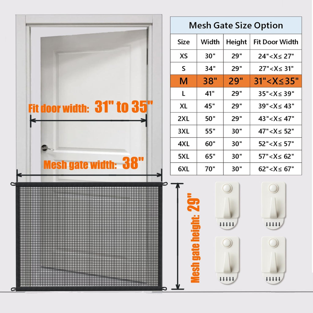 Cupount Dog Screen Mesh Gate for House, Stairs and Doorways, 29 x 38 in