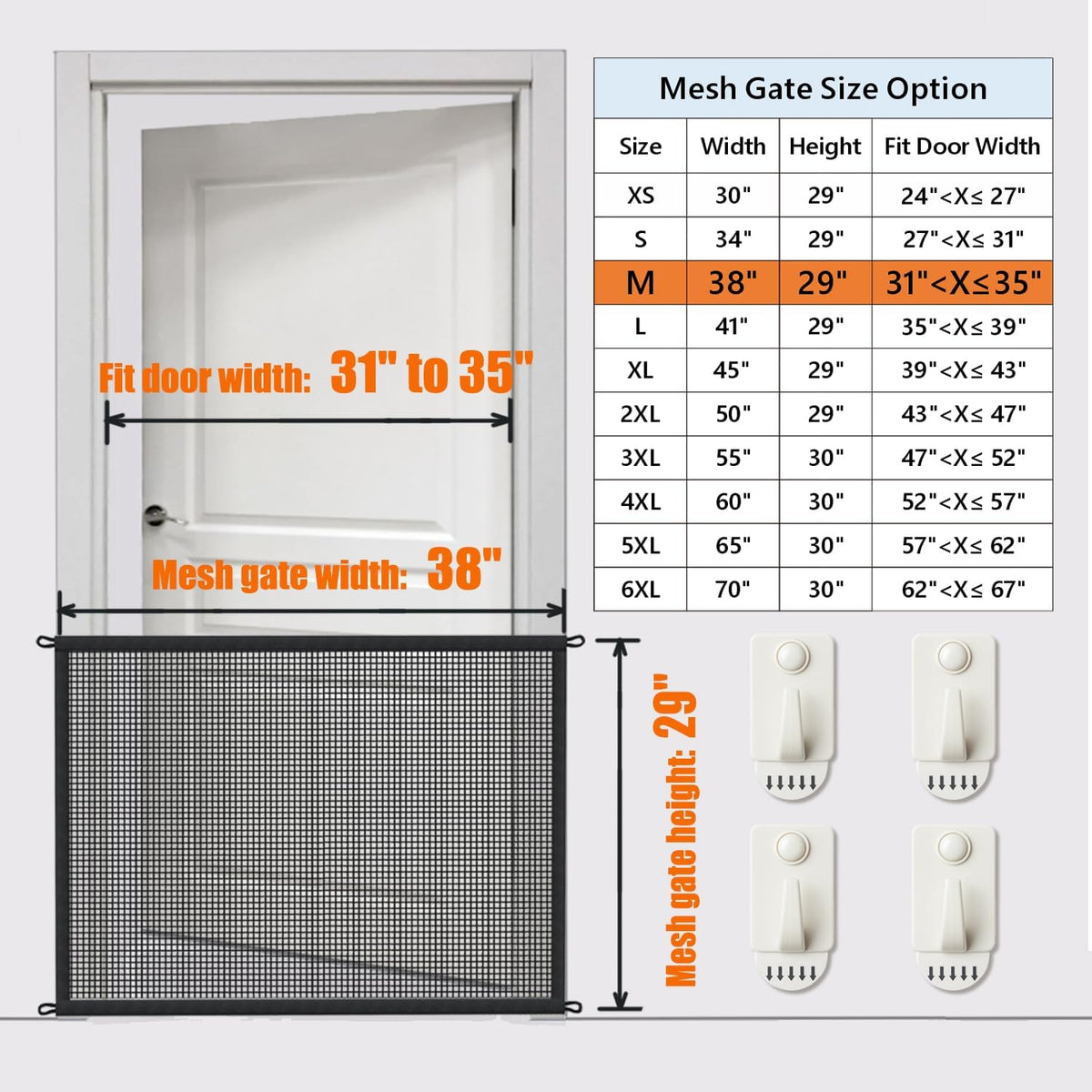 Cupount Dog Screen Mesh Gate for House, Stairs and Doorways, 29 x 38 in