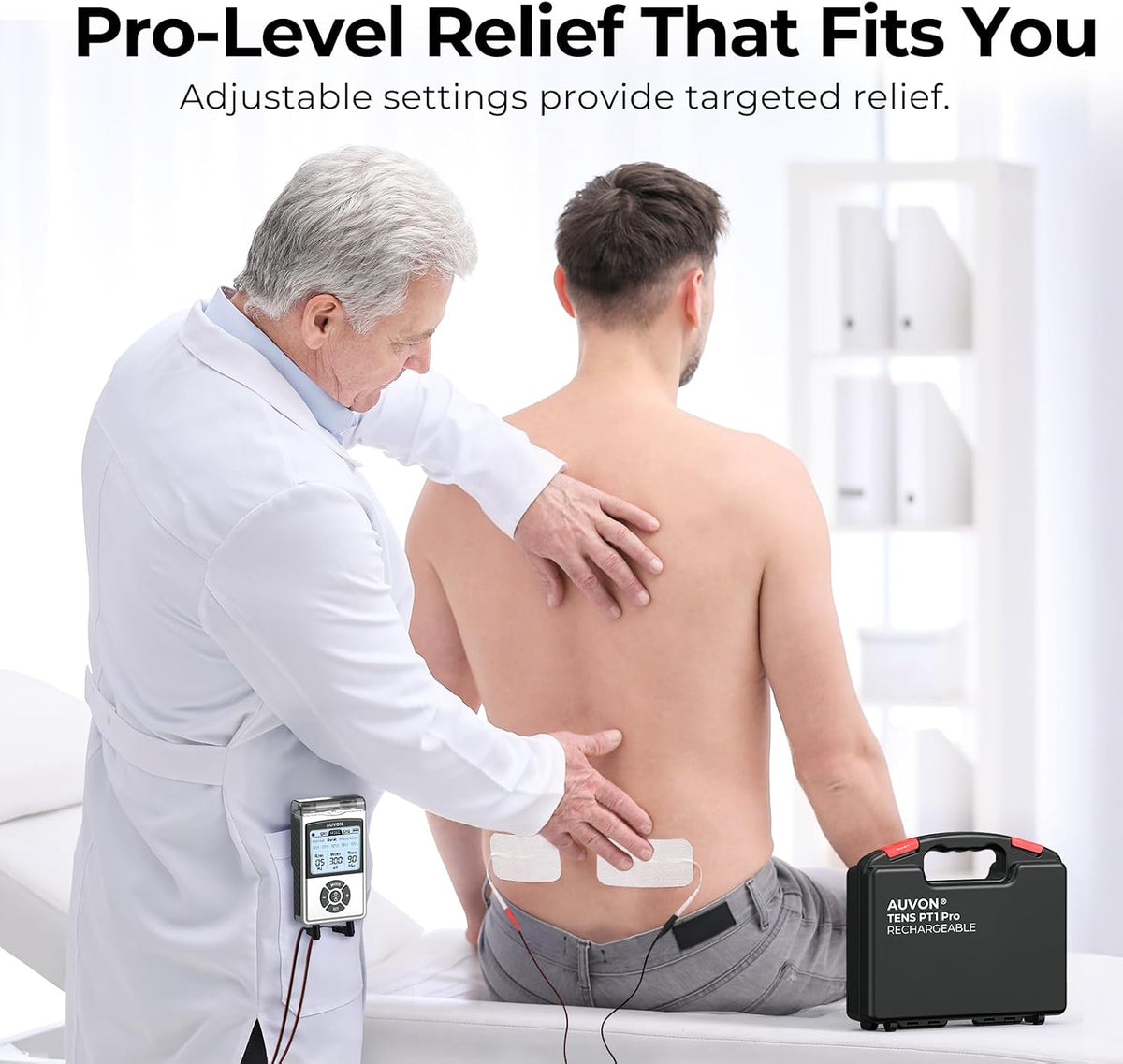 AUVON Rechargeable Digital TENS Unit Muscle Stimulator with 600 mAh Battery