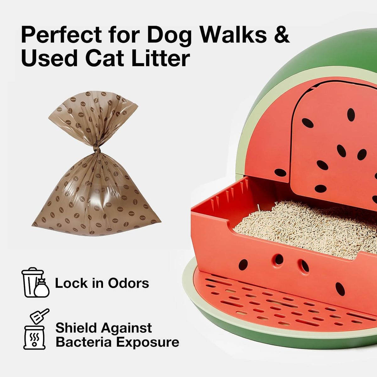 VETRESKA Dog Poop Bags Dispenser with Coffee Scented Waste Bags, 105 Counts | Leak Proof, Extra Thick & Strong Pet Waste Bags for Dogs and Cats, 1 Holder and 7 Rolls