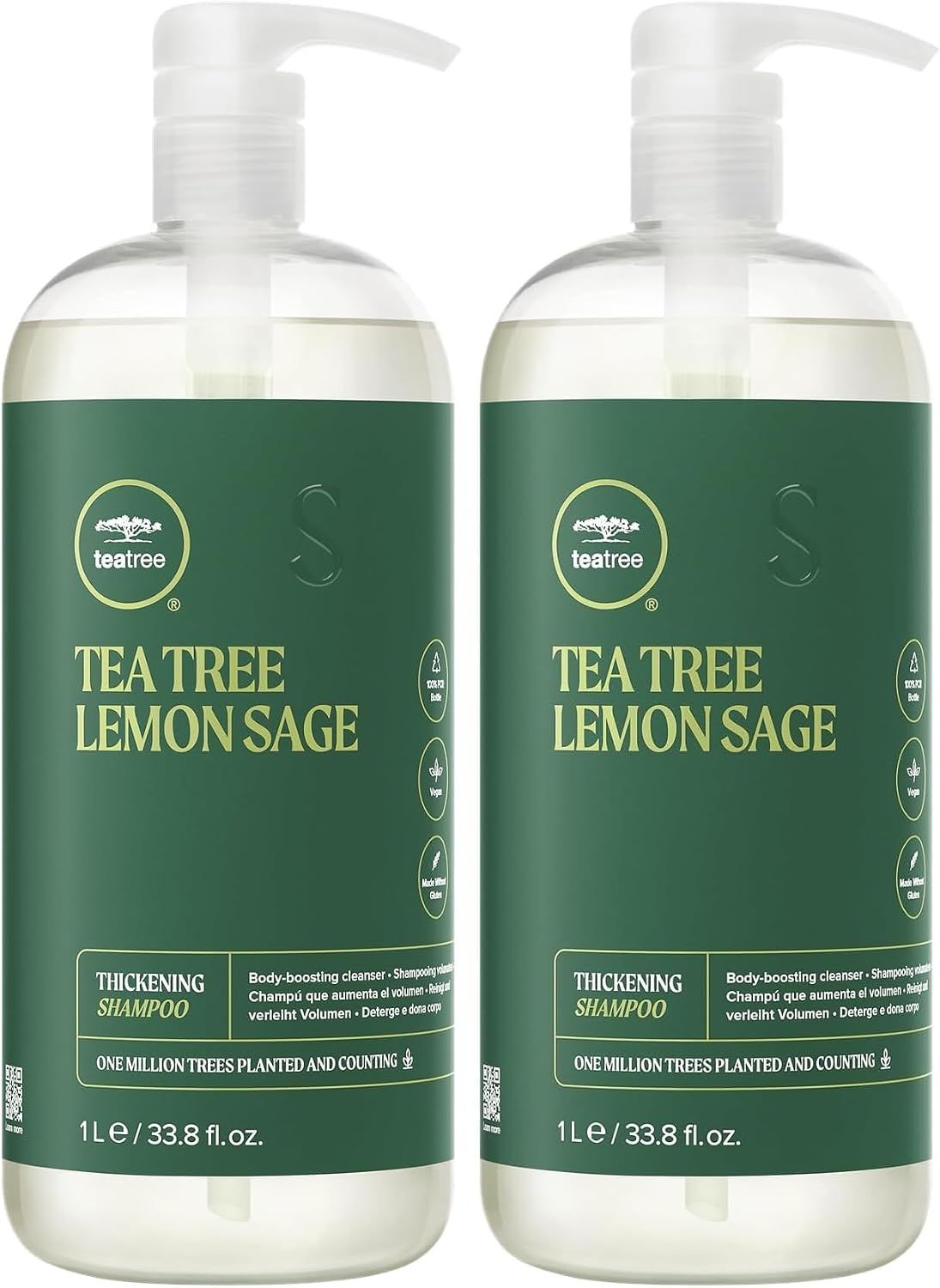 Tea Tree Lemon Sage Thickening Shampoo, Builds Body + Boosts Volume, For Fine Hair