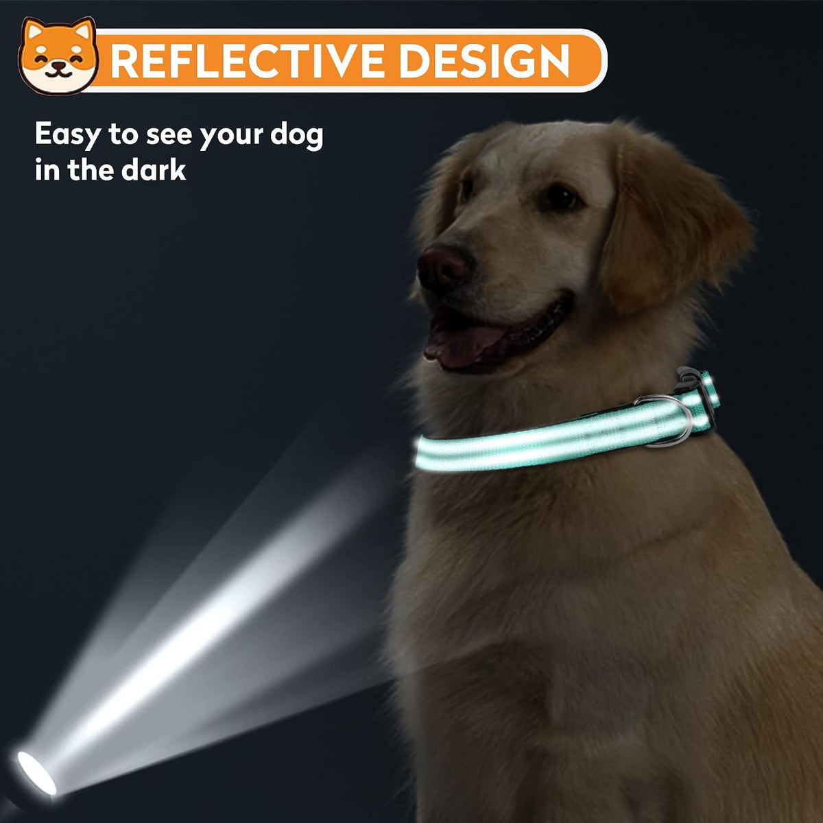 Reflective Dog Collar, Adjustable Soft Neoprene Padded,Teal,M