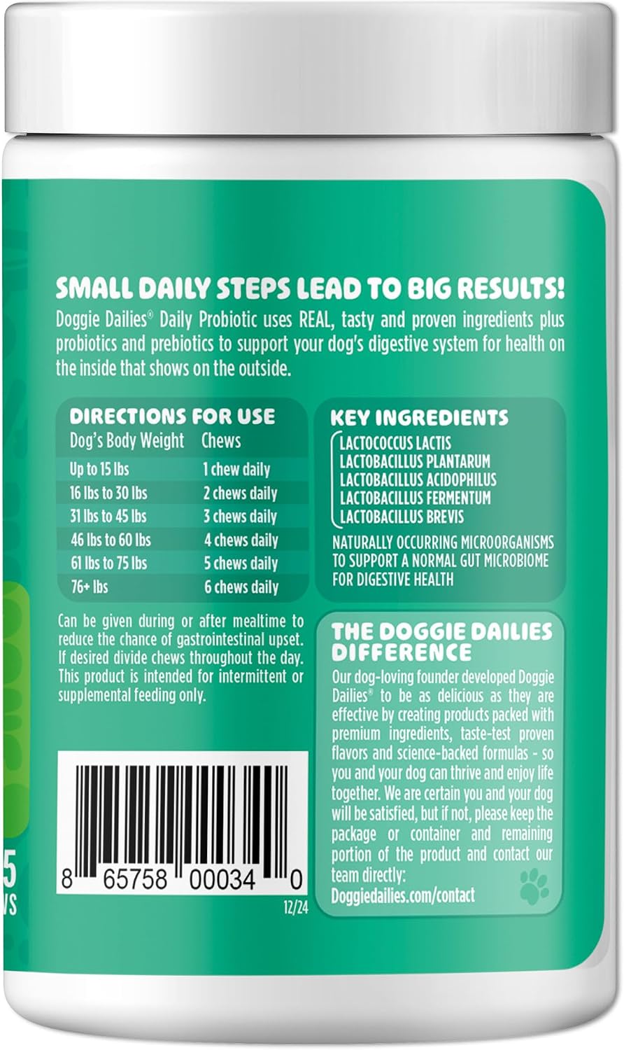Doggie Dailies Probiotic Soft Chews for Dogs, Pumpkin, 225 Count