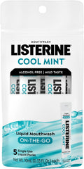 Listerine Alcohol Free Mouthwash Packets, Cool Mint, 0.33 fl. oz x 5 Pack