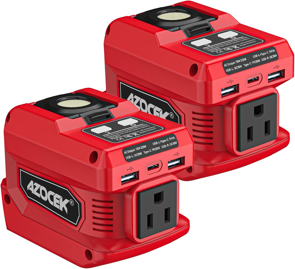 220W Azocek Power Inverter Compatible with Milwaukee 18V Battery