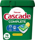 Cascade Complete Dishwasher Pods, Dishwasher Detergent, Lemon Scent ActionPacs, Cleaning Supplies, 78 Count