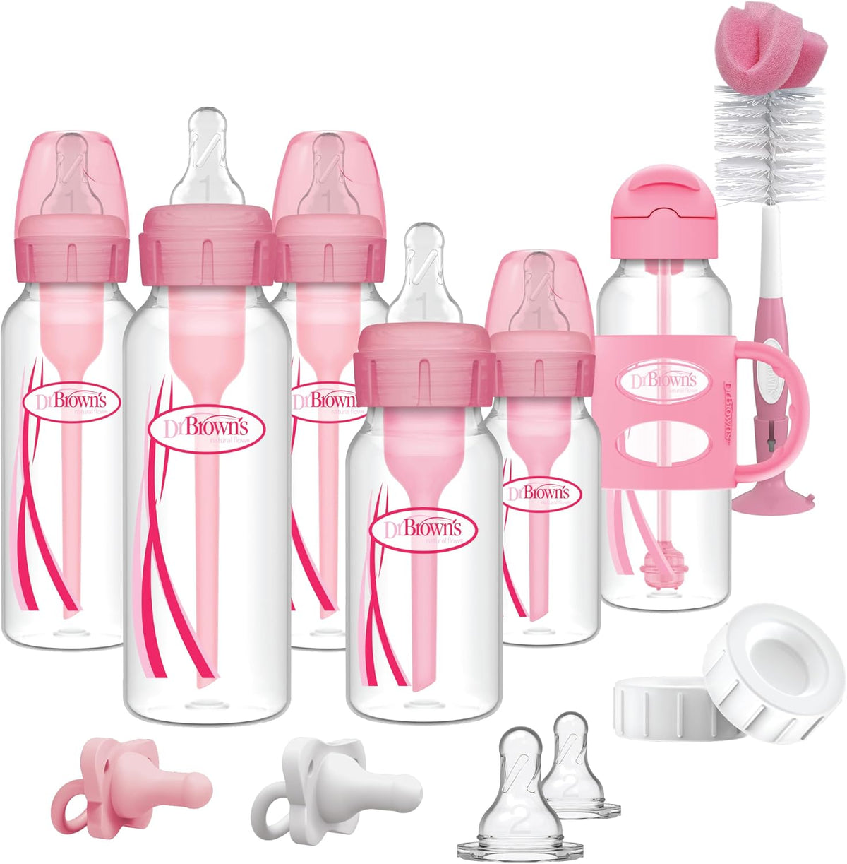 Dr. Brown's Anti-Colic Options+ Narrow and Sippy Straw Bottle Gift Set, 0m+