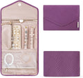 BAGSMART Travel Jewelry Organizer Case Foldable Jewelry Roll,Soft Pink
