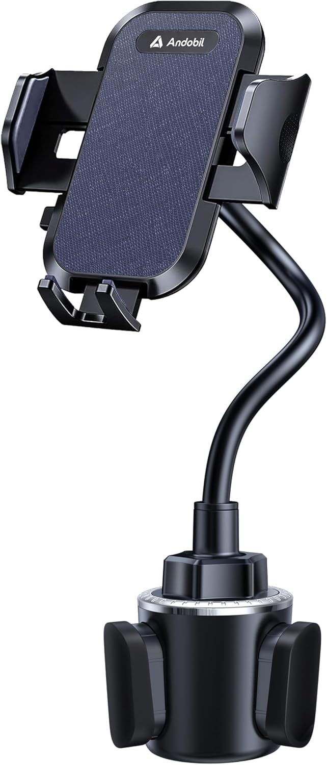 andobil Military-Grade Cup Holder Phone Holder, [Solidest Metal Gooseneck] Universal Cup Phone Holders for Your Car Truck Golf, 360° Adjustable Cup Holder Cell Phone Mount for iPhone Samsung Google