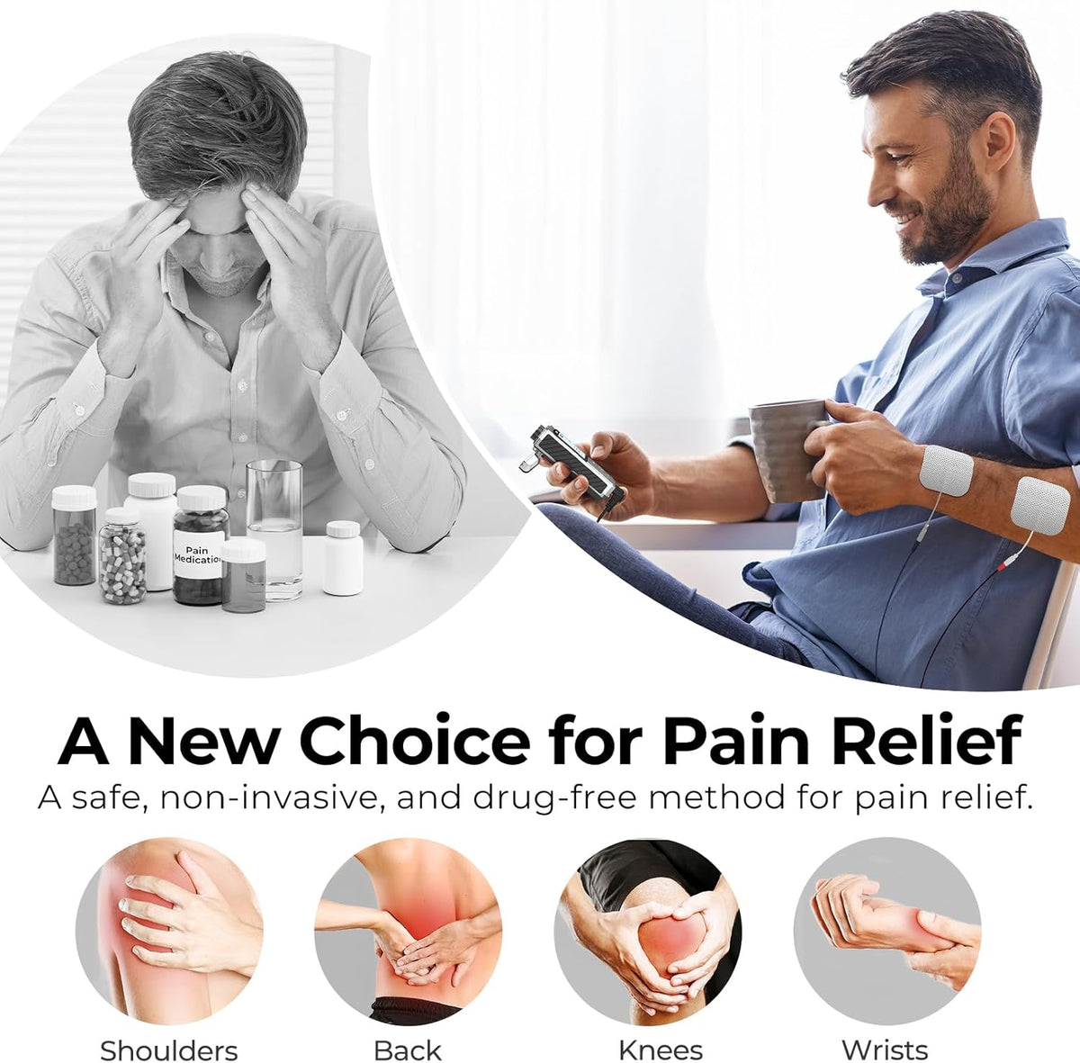 AUVON Rechargeable Digital TENS Unit Muscle Stimulator with 600 mAh Battery