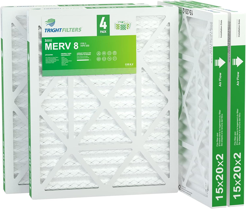 TRIGHTFILTERS 20x20x1 Air Filter 2 Pack, MERV 8 Filter Replacement