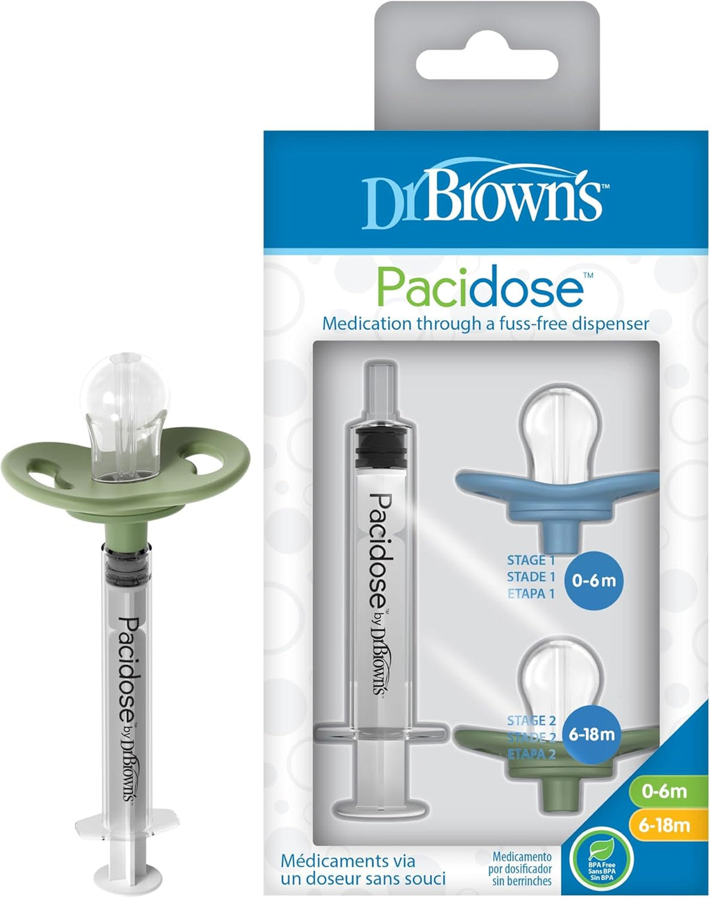 Dr. Brown's Pacidose Liquid Medicine Dispenser, 0-6 m and 6-18 m Bulbs