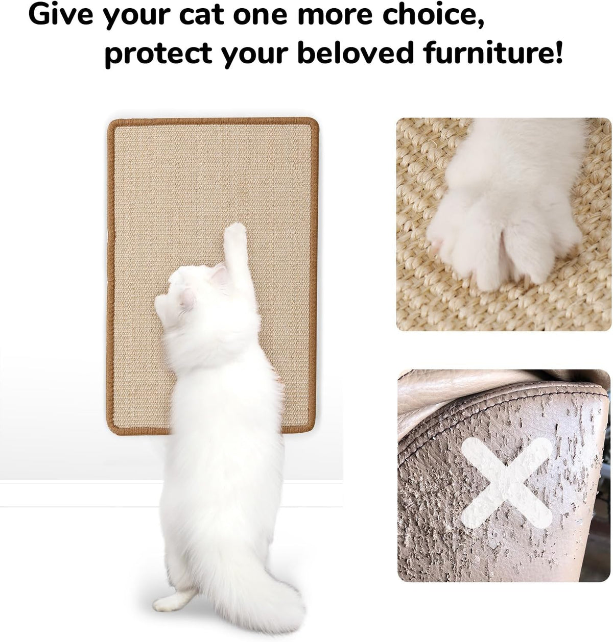 FUKUMARU Cat Scratcher Mat, 23.6 X 15.7 Inch Natural Sisal Cat Scratch Mat