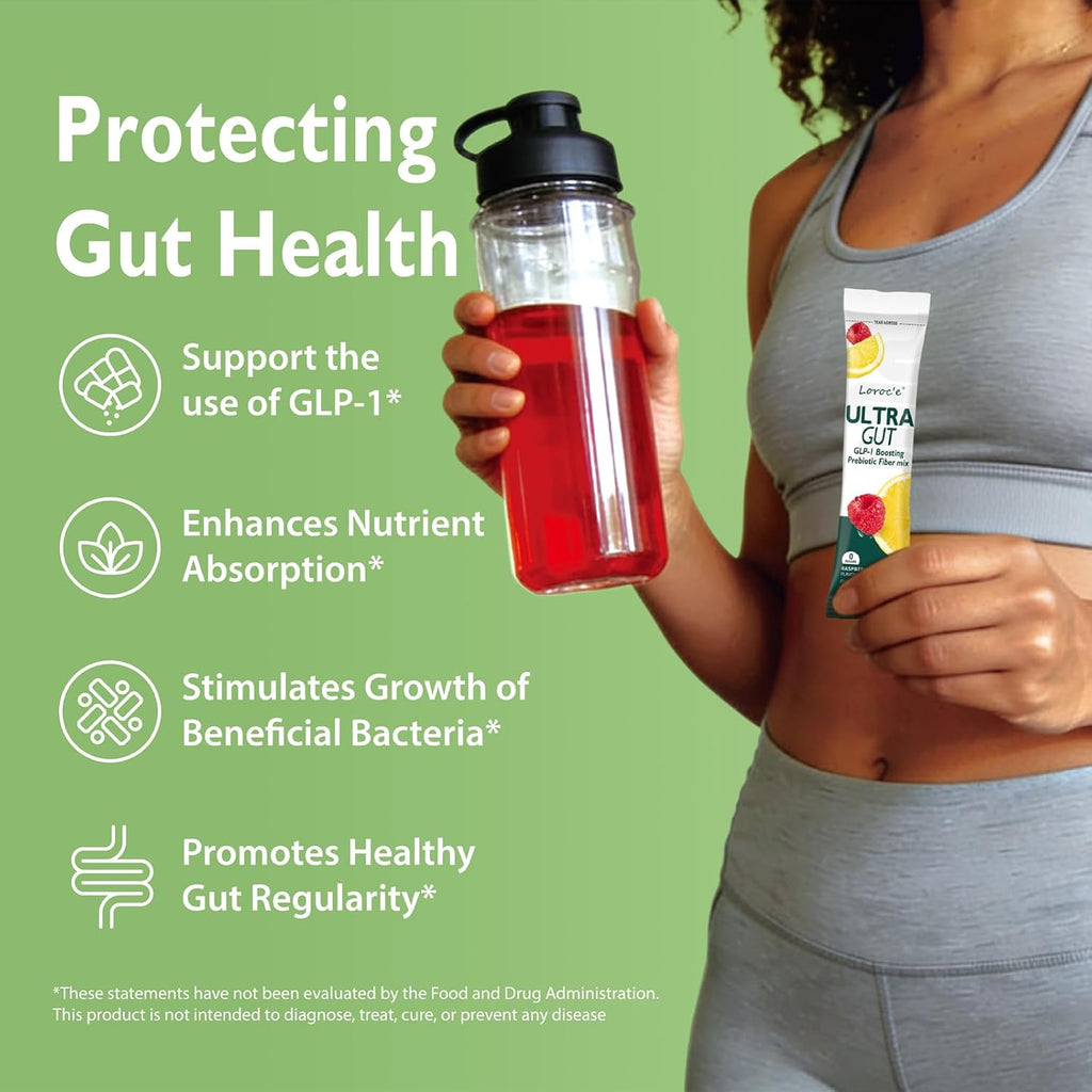 UltraGut GLP-1 Booster Fiber Mix Drink, Raspberry Lemonade, 30 Servings