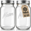 Paksh Novelty Wide Mouth Mason Jars 32 oz, Mason Jars with Lids, 2-Pack