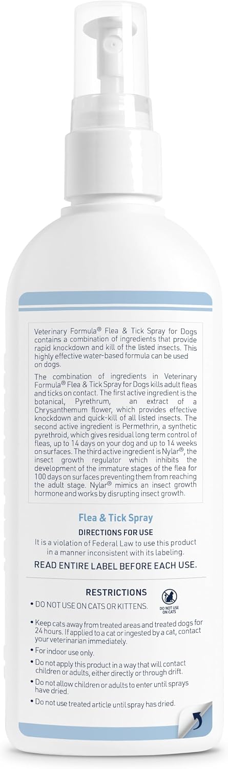 Veterinary Formula Flea & Tick Spray for Dogs, 8 oz, Kills on Contact
