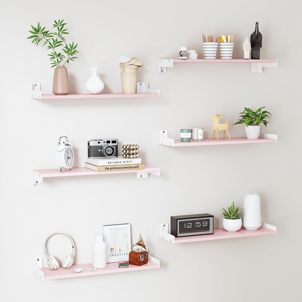 Floating Shelves for Wall, Shelves for Decor Storage,6Pcs 16'',Black