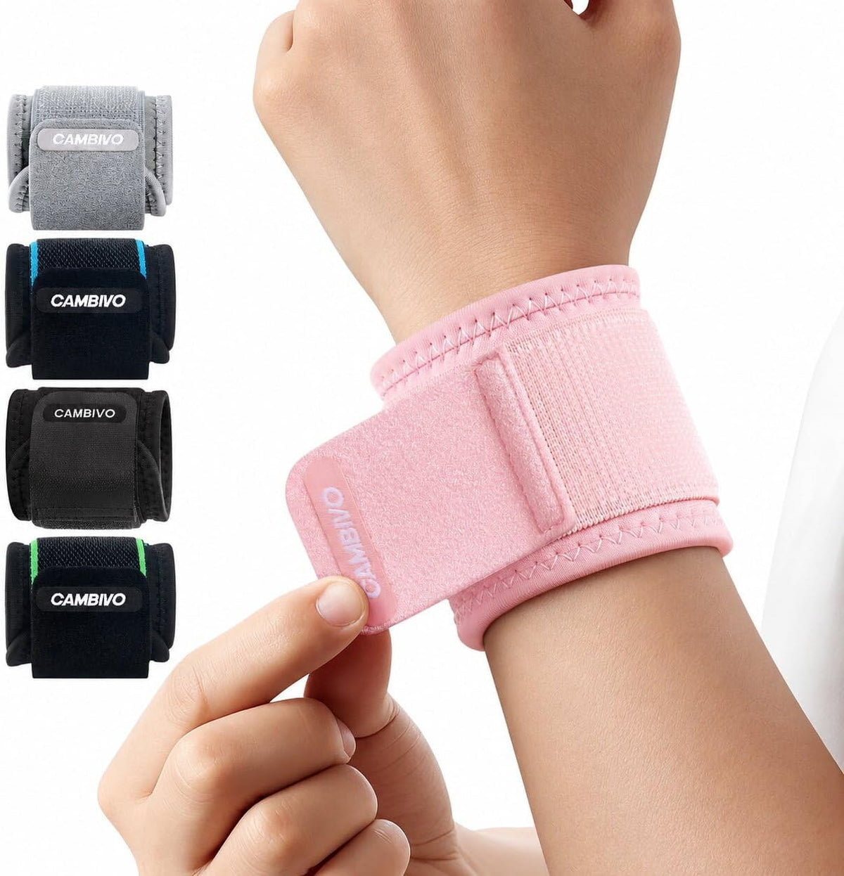 CAMBIVO 2 Pack Wrist Brace for Carpal Tunnel with wraps, Black