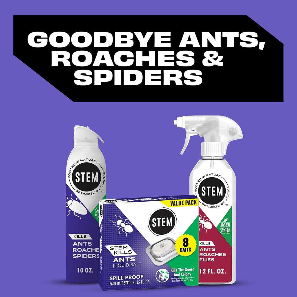 STEM Plant-Based Bug Spray, Ant, Roach, Spider Killer Indoor Outdoor, 10 oz