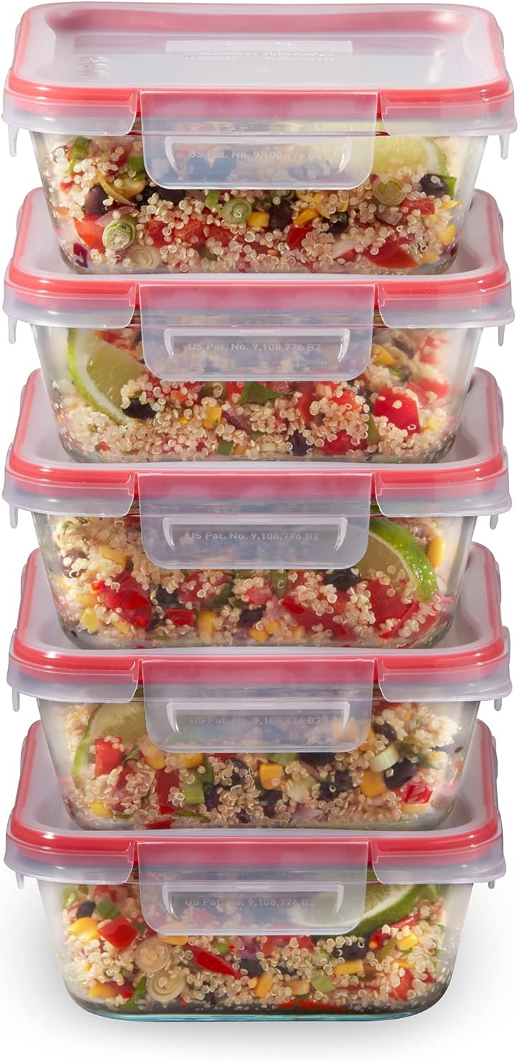 Pyrex Freshlock (5-Pack, 4 Cup) Glass Food Storage Containers Set