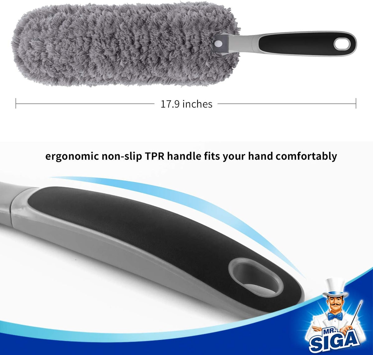 MR.SIGA Lint Free Microfiber Duster, Washable Duster for Household Cleaning