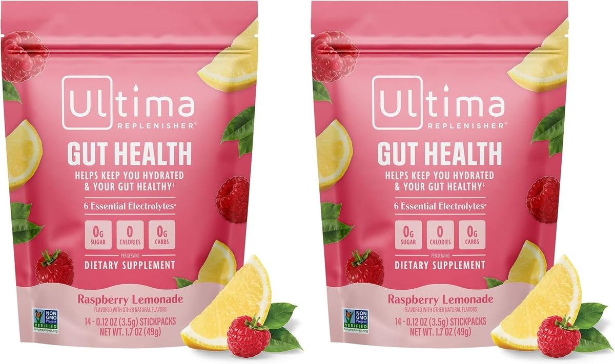 Ultima Replenisher Gut Health Supplement, Raspberry Lemonade, 14 Stickpacks
