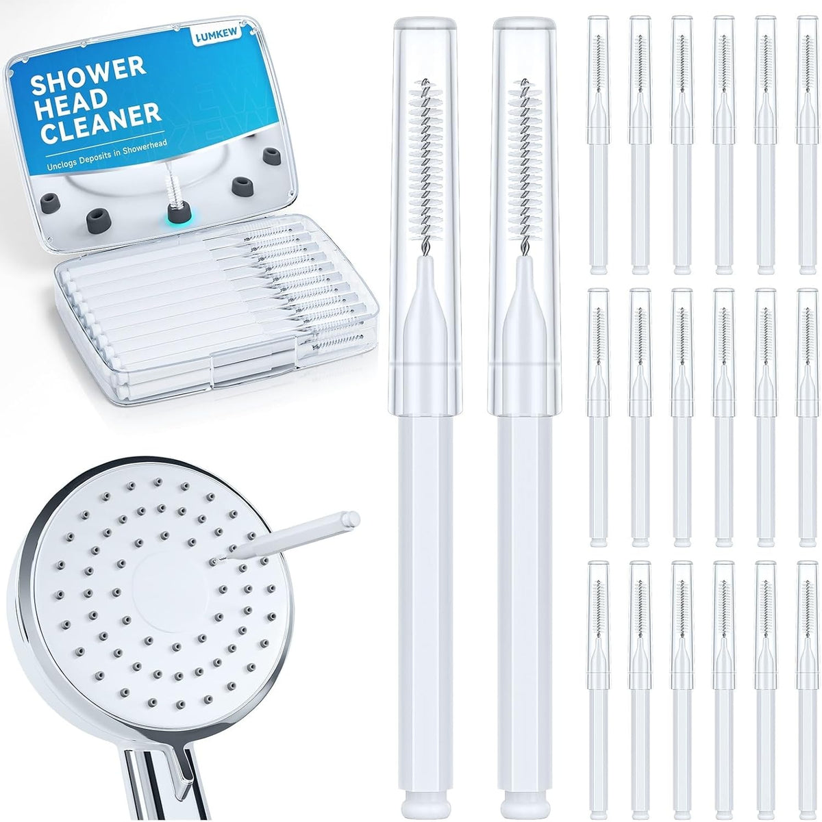 Lumkew Shower Head Cleaning Brush for Small Hole, White