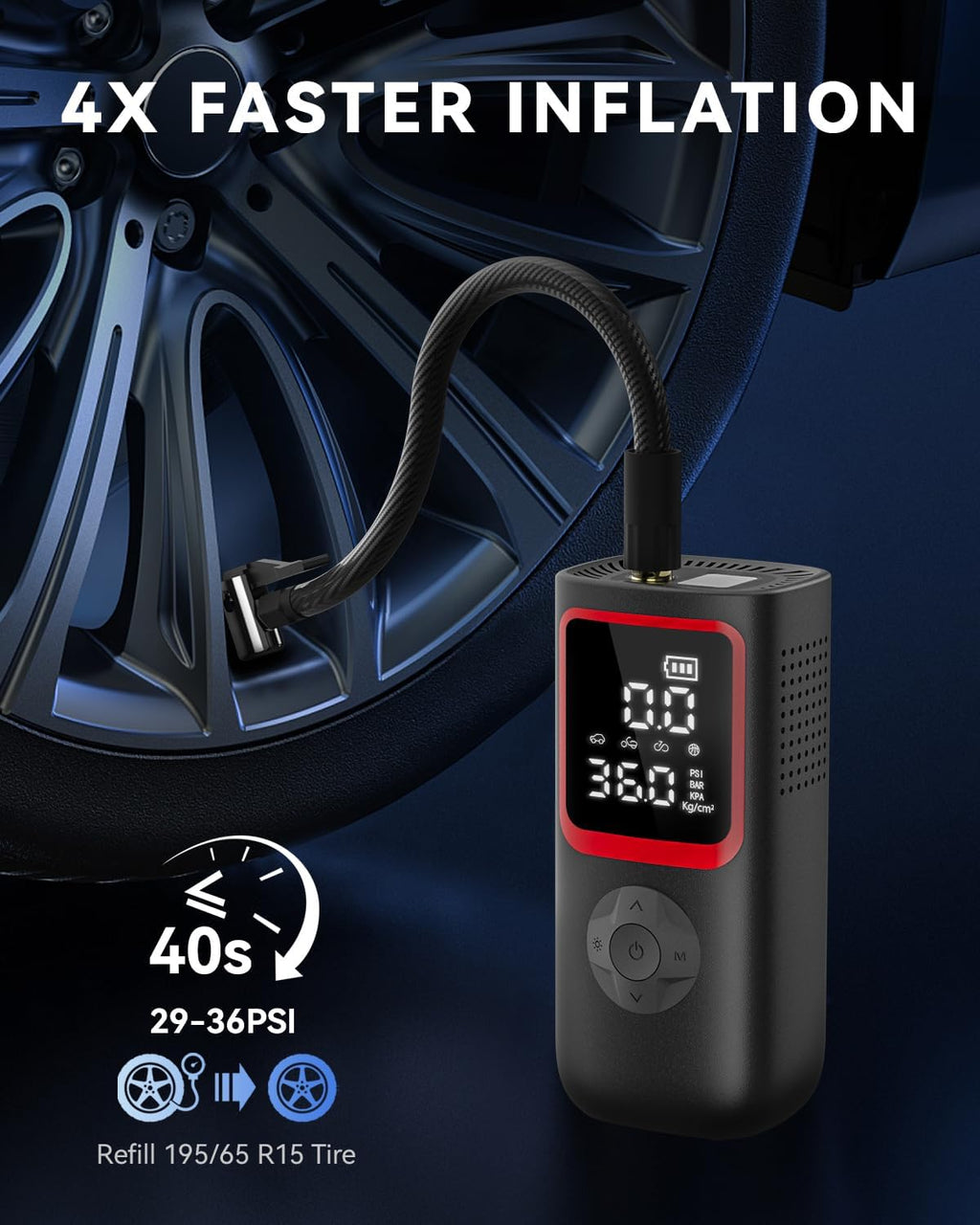 KOLTGOO 150PSI Tire Inflator, Portable Air Pump for Car Tires