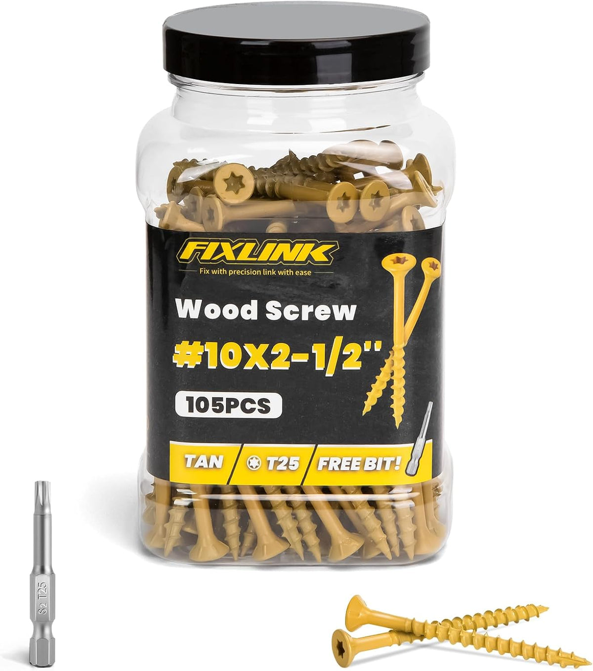 Deck Screws 3 Inch, 310PCS, FIXLINK #10 x 3 Wood Screws, Tan