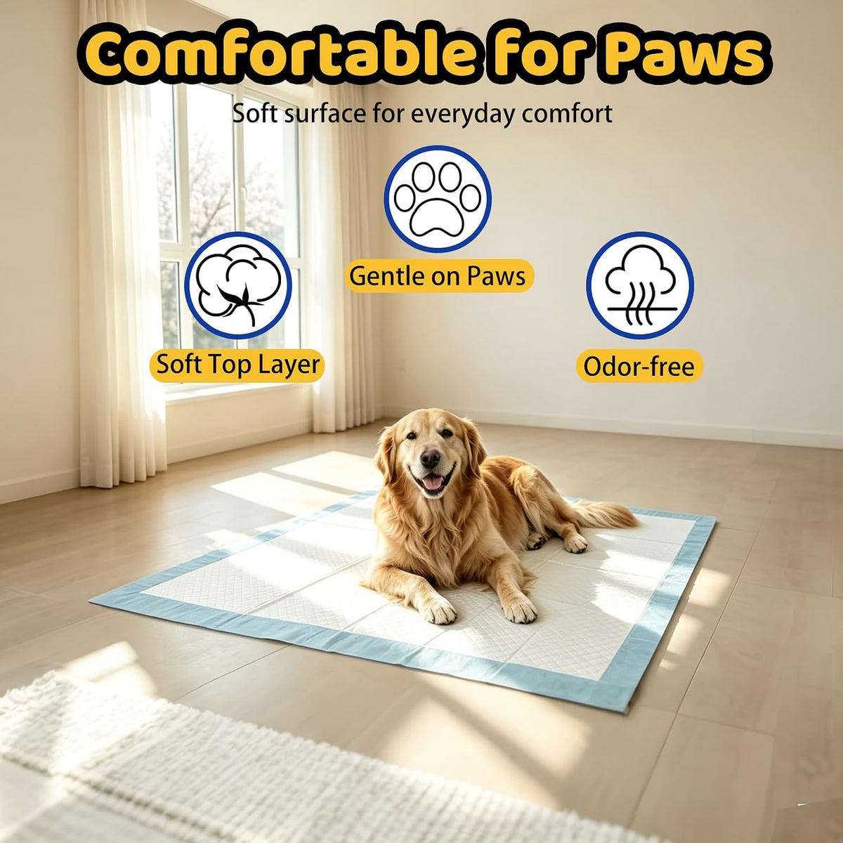 100 Count Dog Pee Pads 34" x 28", Super Absorbent Leak-Proof Training Pads | Quick-Dry Design,Dog Training Pads,6-Layer Protection,Soft Nonwoven Top Layer,XL Size,Versatile Use,Tear-Resistant