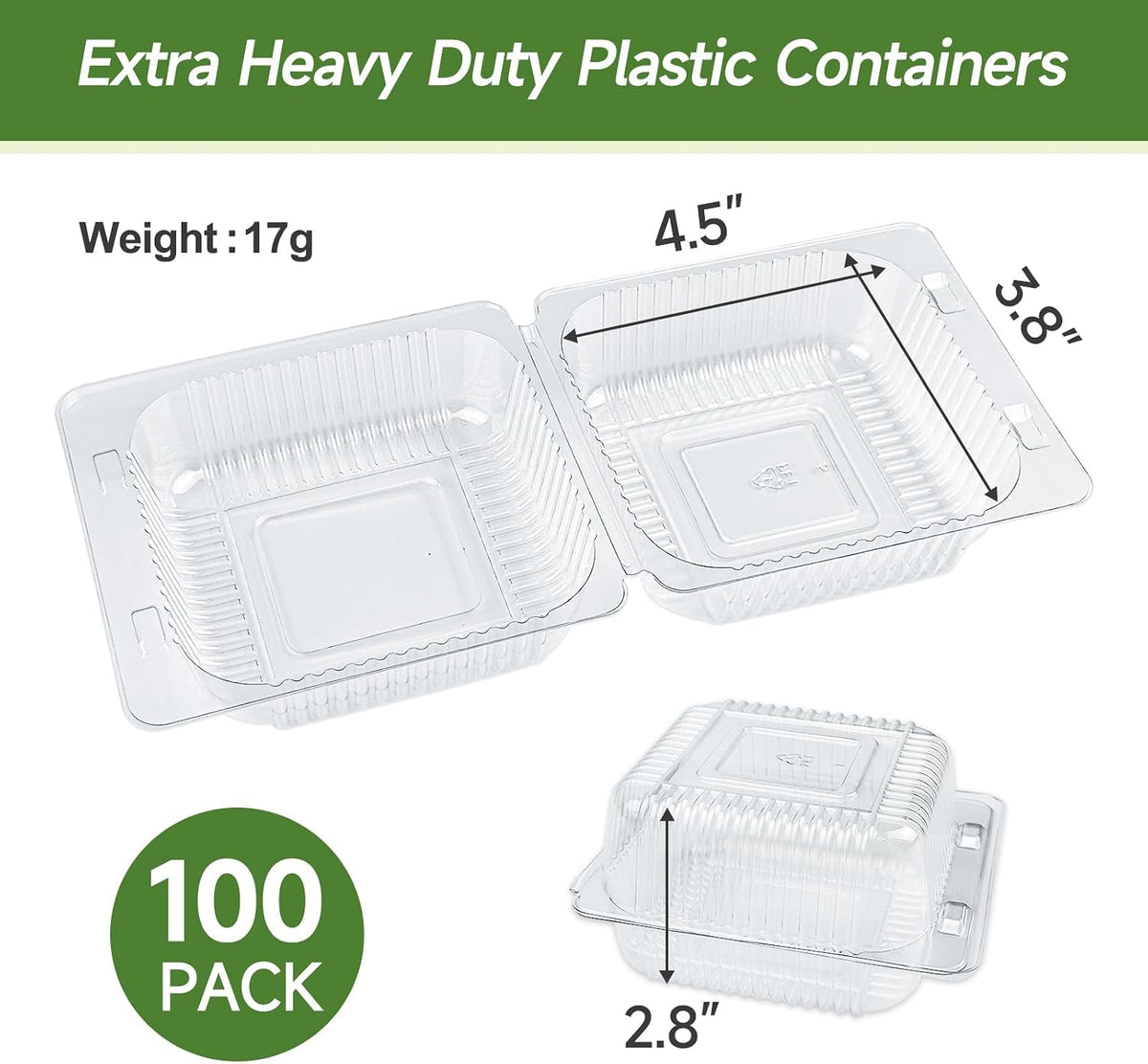 Dealusy 100 Pack Extra Heavy Duty Clear Slice Cake Carriers