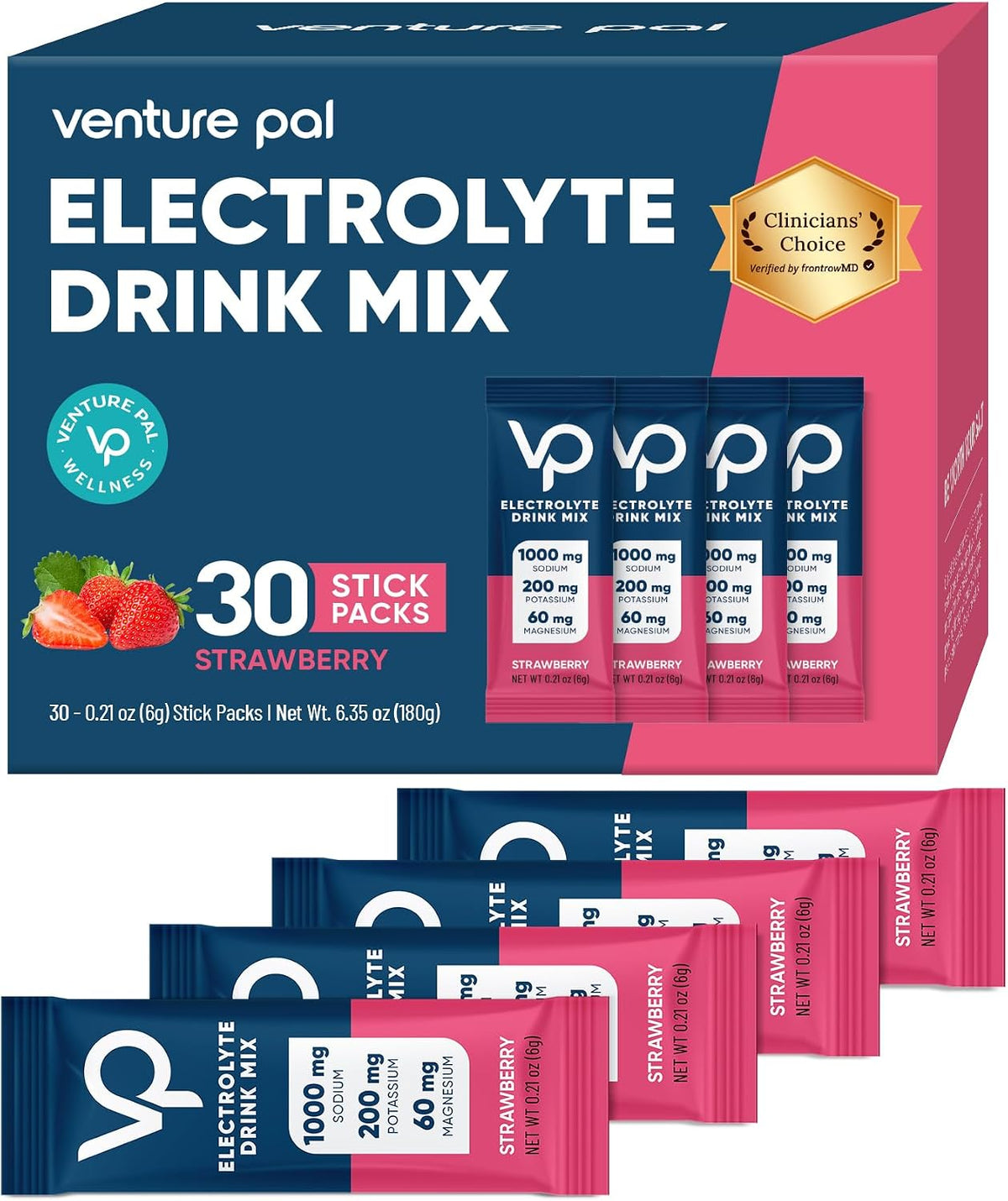 Venture Pal High Sodium Sugar Free Electrolytes Powder Packet, 16 Sticks