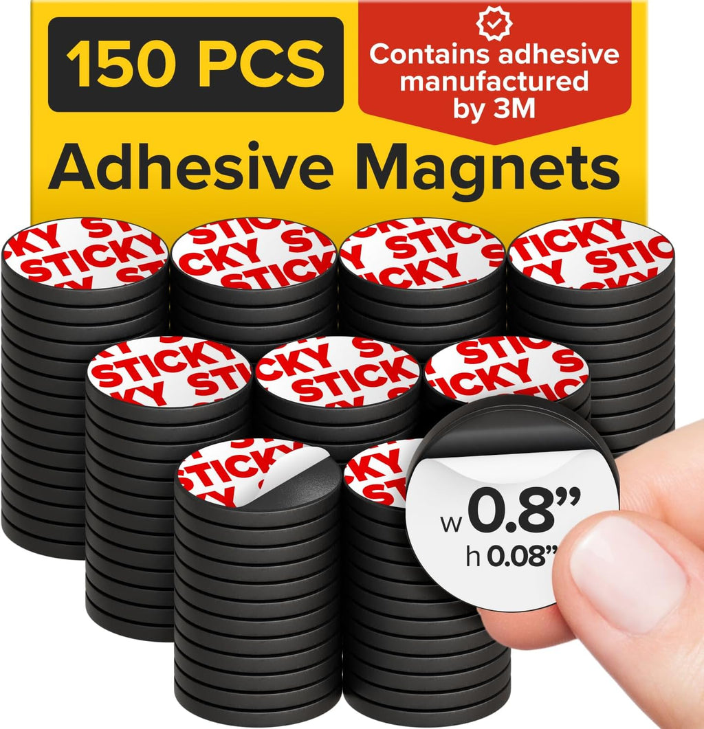 Sticky Flexible Adhesive Magnets for Crafts, 0.8"x0.08" (20x2mm), 45 pcs