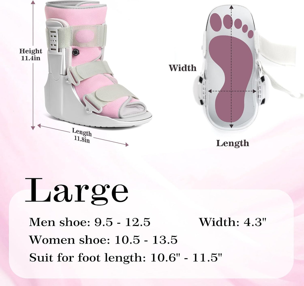 Jewlri Walking Boot for Broken Foot Injury, Air Cam Walker Boot, M